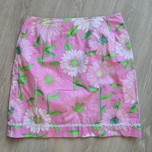 Lilly Pulitzer vintage floral retro mini cotton skirt size 8